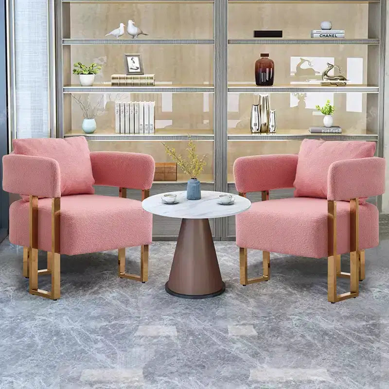 Fauteuils d'appoint modernes avec revêtement en tissu teddy et pieds en métal doré