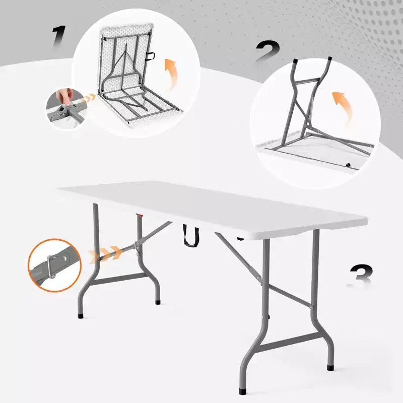 Table pliante portable en plastique pour patio de 1,8 m