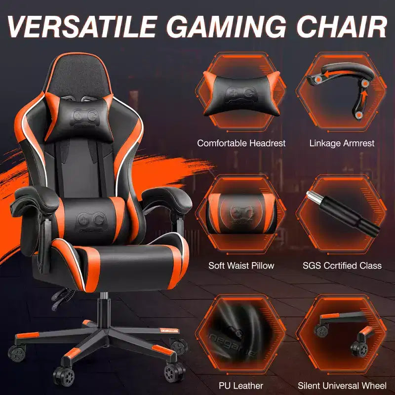 Fauteuil de bureau de direction en cuir, Fauteuil de bureau ergonomique haut dossier avec soutien lombaire et accoudoirs rembourrés