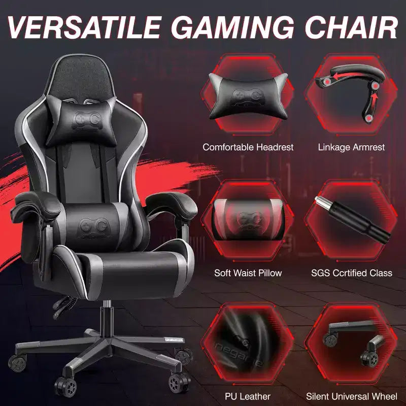 Fauteuil de bureau de direction en cuir, Fauteuil de bureau ergonomique haut dossier avec soutien lombaire et accoudoirs rembourrés