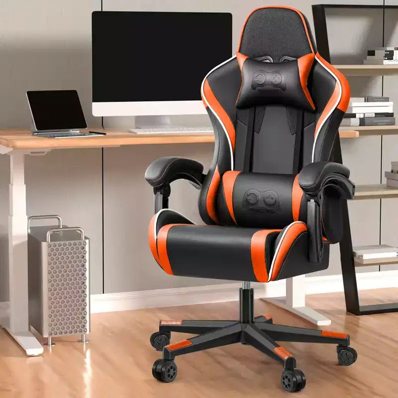 Fauteuil de bureau de direction en cuir, Fauteuil de bureau ergonomique haut dossier avec soutien lombaire et accoudoirs rembourrés