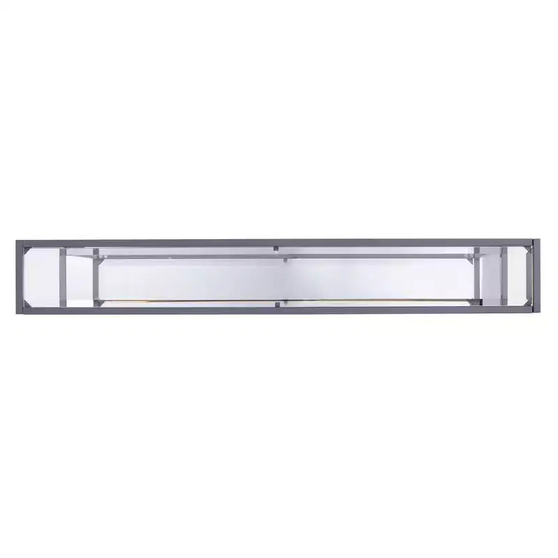 Console de rangement avec étagères, miroir en verre transparent et argenté, 56 cm