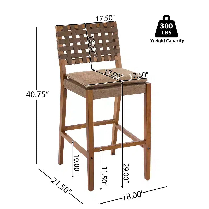 Tabourets de bar Audrey en similicuir et hévéa contemporains