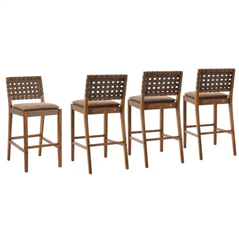 Tabourets de bar Audrey en similicuir et hévéa contemporains