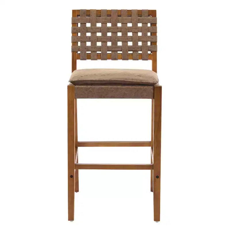 Tabourets de bar Audrey en similicuir et hévéa contemporains