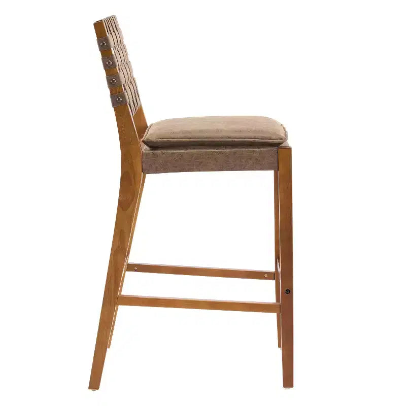 Tabourets de bar Audrey en similicuir et hévéa contemporains