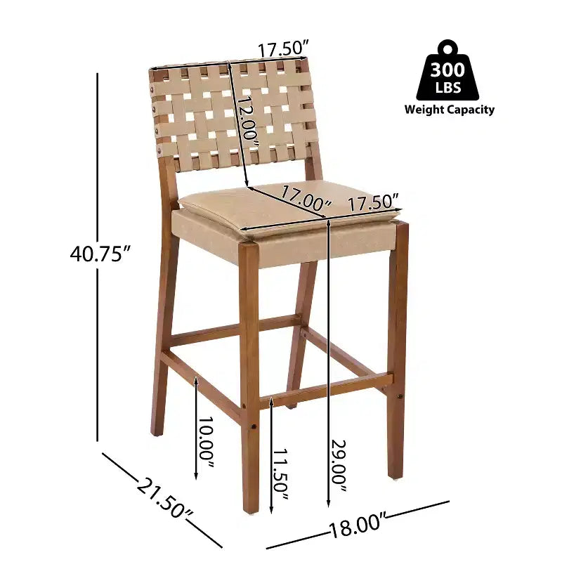 Tabourets de bar Audrey en similicuir et hévéa contemporains