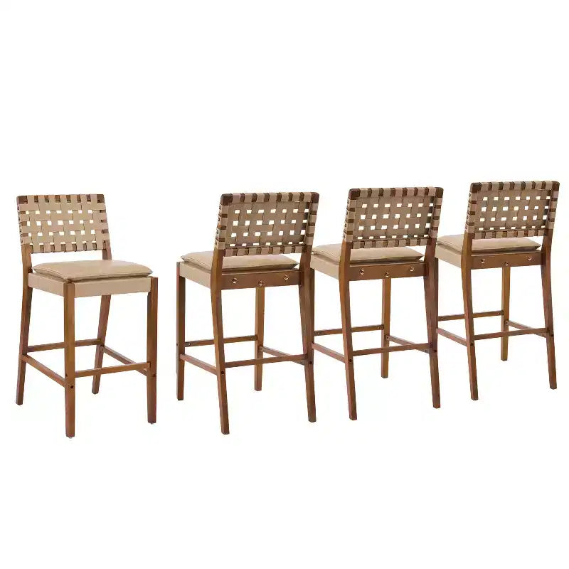 Tabourets de bar Audrey en similicuir et hévéa contemporains