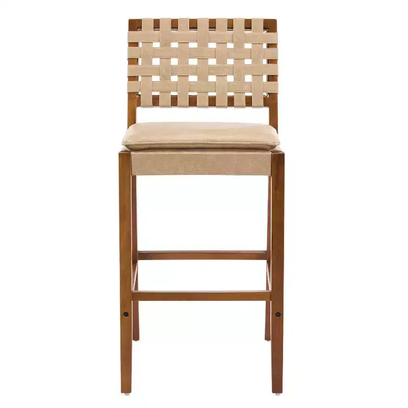 Tabourets de bar Audrey en similicuir et hévéa contemporains