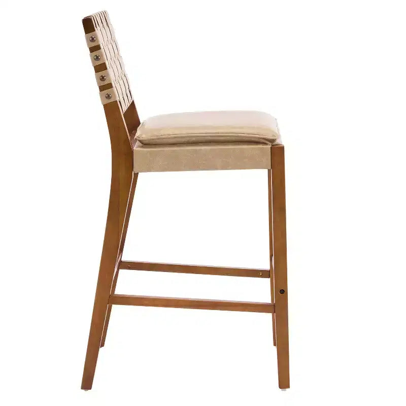Tabourets de bar Audrey en similicuir et hévéa contemporains