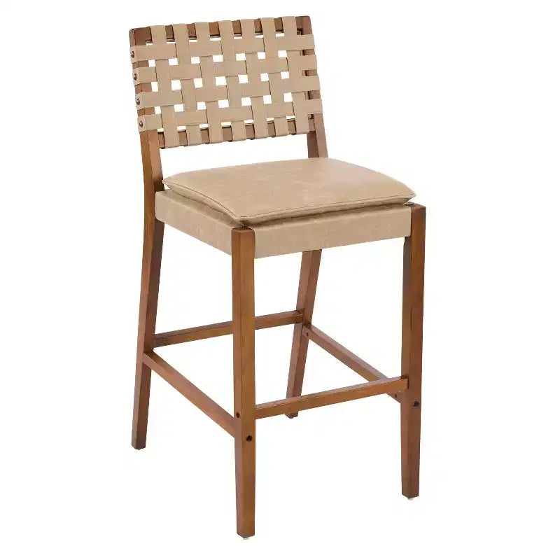 Tabourets de bar Audrey en similicuir et hévéa contemporains