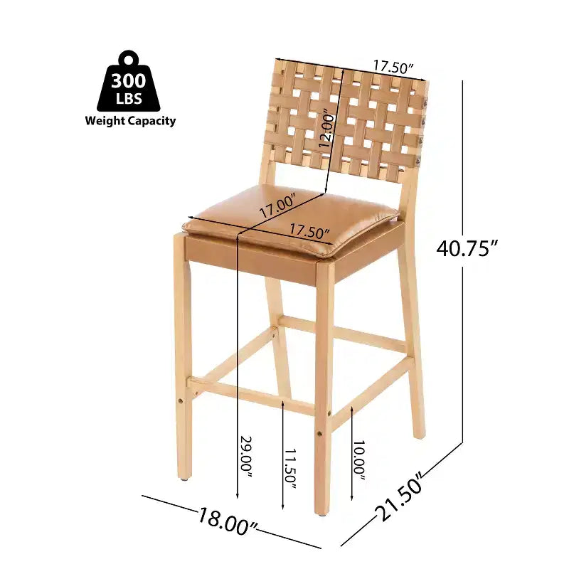 Tabourets de bar Audrey en similicuir et hévéa contemporains