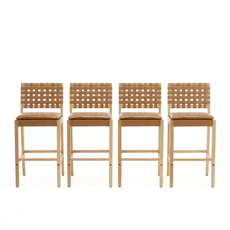 Tabourets de bar Audrey en similicuir et hévéa contemporains