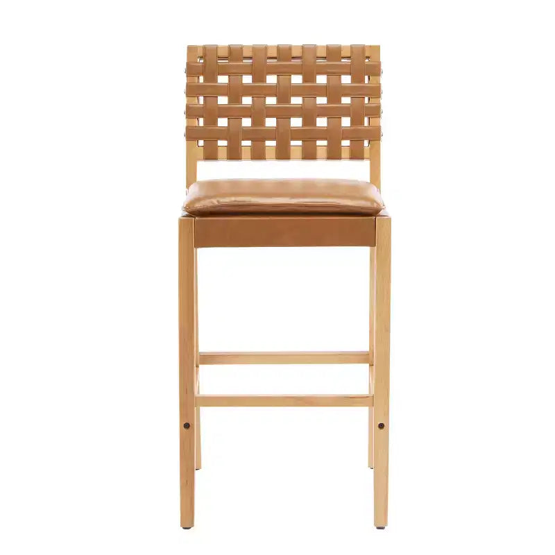 Tabourets de bar Audrey en similicuir et hévéa contemporains