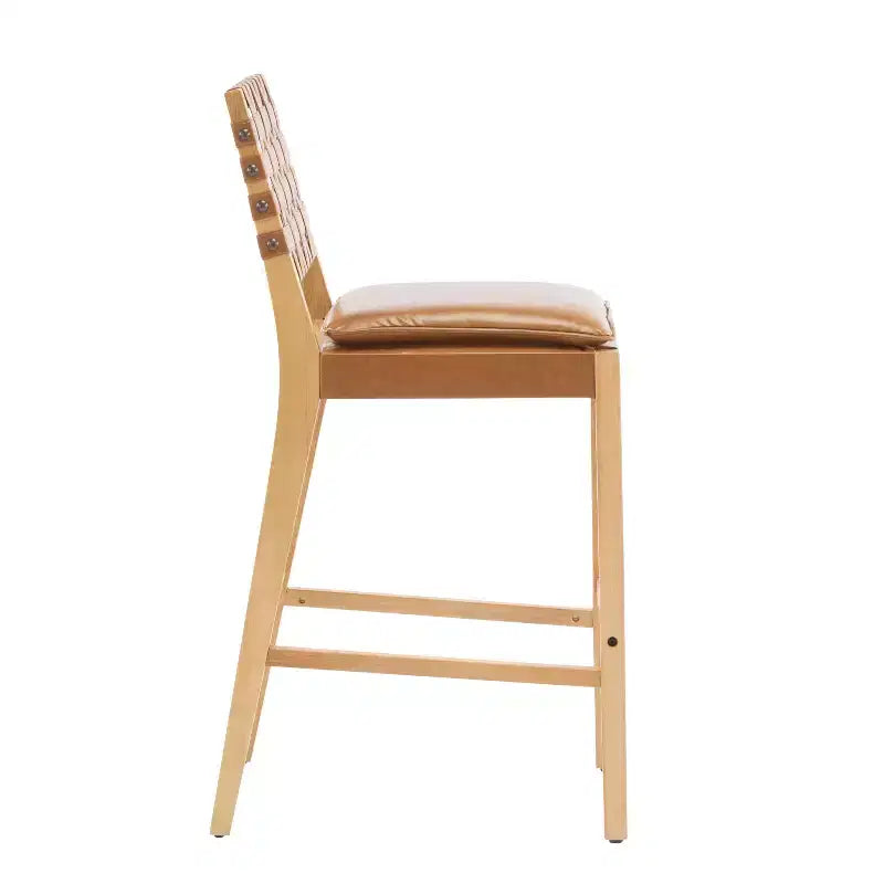 Tabourets de bar Audrey en similicuir et hévéa contemporains