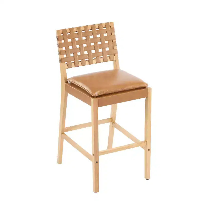 Tabourets de bar Audrey en similicuir et hévéa contemporains