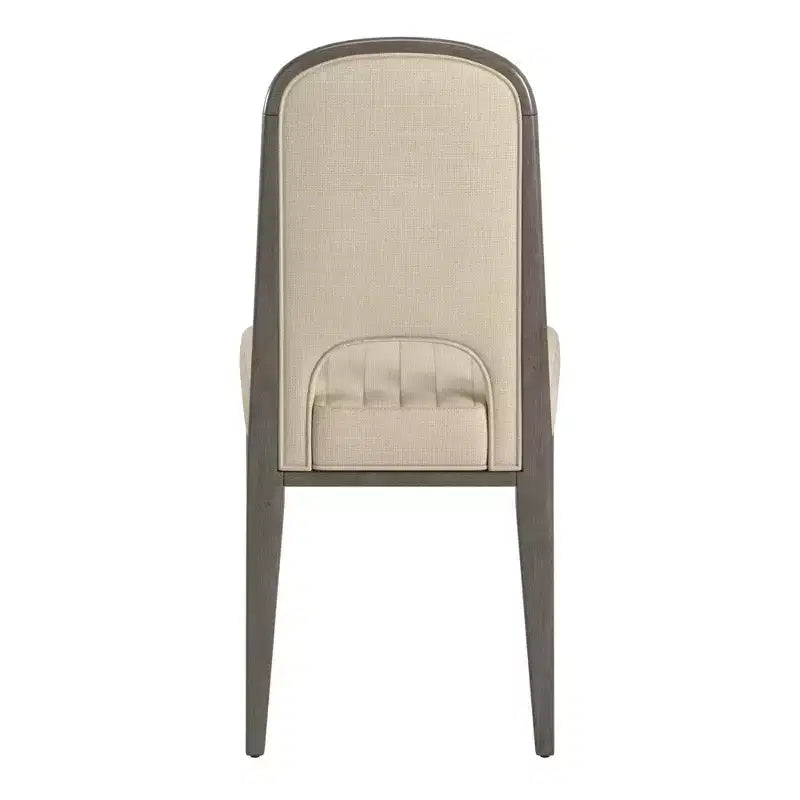 Chaise de salle à manger Fuske Wood Finish Cream Fabric avec piqûre verticale