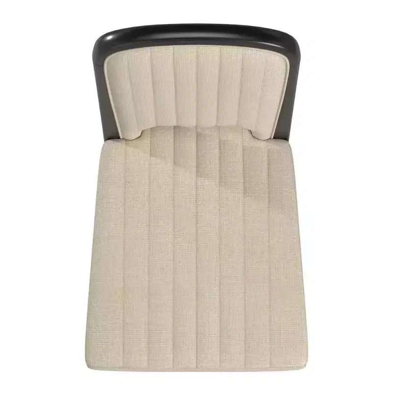 Chaise de salle à manger Fuske Wood Finish Cream Fabric avec piqûre verticale