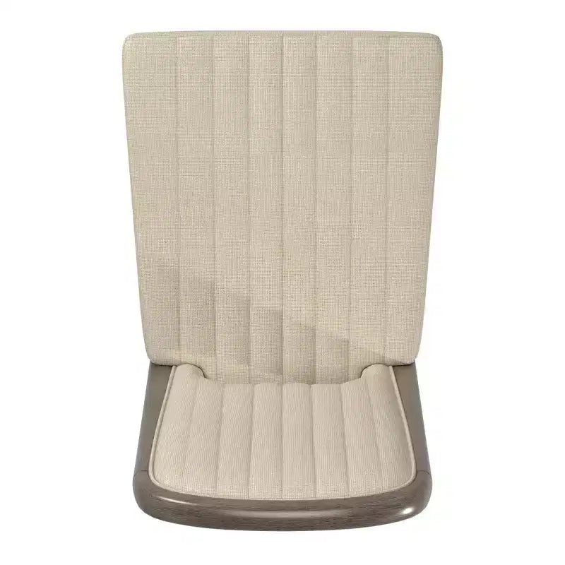 Chaise de salle à manger Fuske Wood Finish Cream Fabric avec piqûre verticale