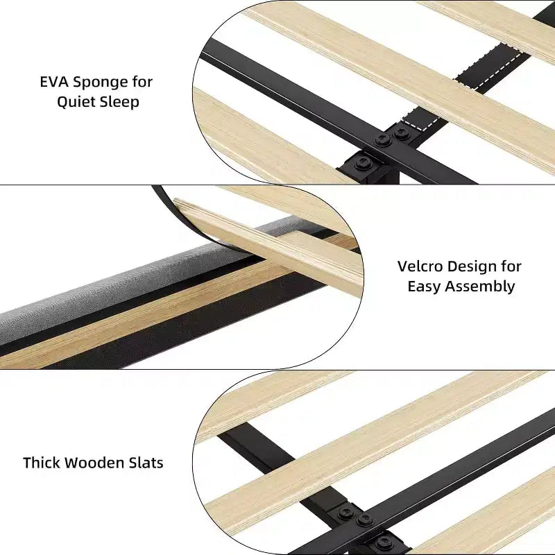 Cadre de lit rembourré King Size, lit plateforme avec tête de lit de rangement, tiroirs de rangement, robuste, pas besoin de sommier tapissier, facile à assembler, gris