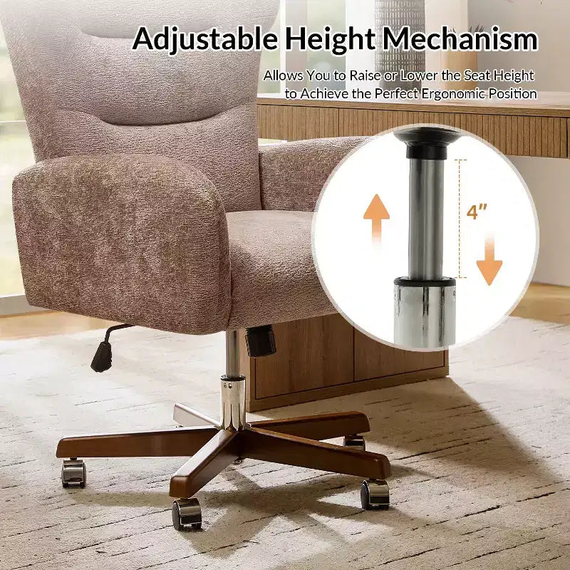 Chaise de bureau Jocelyn avec hauteur réglable et accoudoirs incurvés