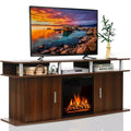 Costway 63'' Fireplace TV Stand W/18'' 1500W Electric Fireplace up to 70'' Walnut