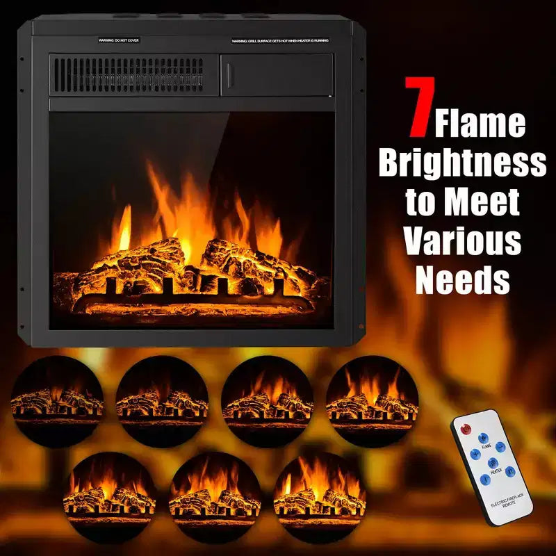 Meuble TV cheminée 63 po avec cheminée électrique 18 po 1 500 W jusqu'à 70 po Noyer