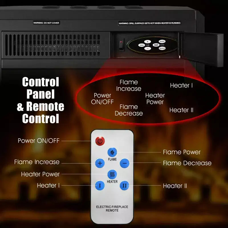 Meuble TV cheminée 63 po avec cheminée électrique 18 po 1 500 W jusqu'à 70 po Noyer