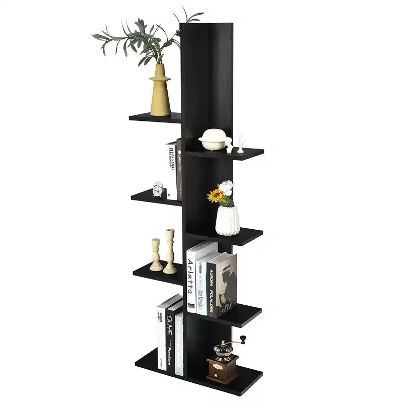 Étagère bibliothèque à 8 niveaux, sur pied, en forme d'arbre, présentoir de rangement Noir/Blanc